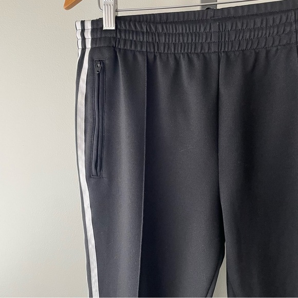 Adidas Track Pants 3 Stripe Zippered Hem & Pockets Pull On Black White Womens - Picture 5 of 7